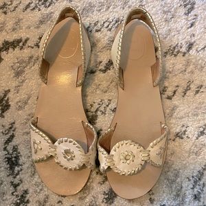 Jack Rogers Cream and Gold Slip-On Sandals